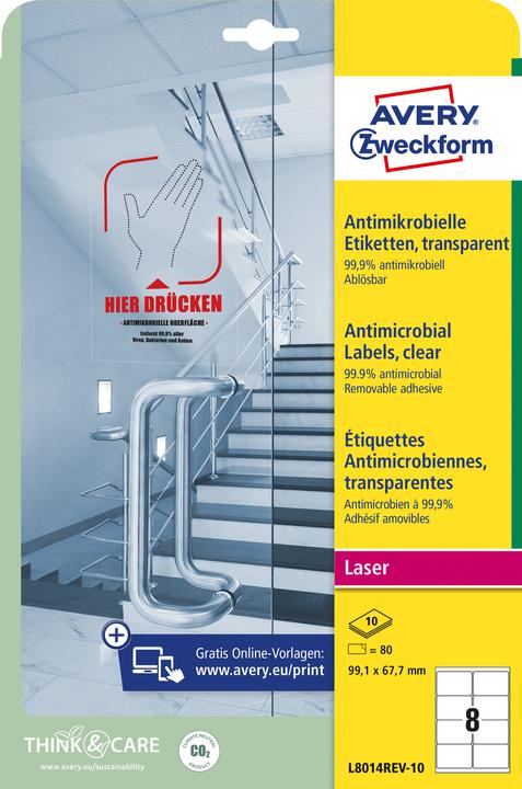 Produktbild Avery Antimikrobielle Etiketten, ablösbar, transparent