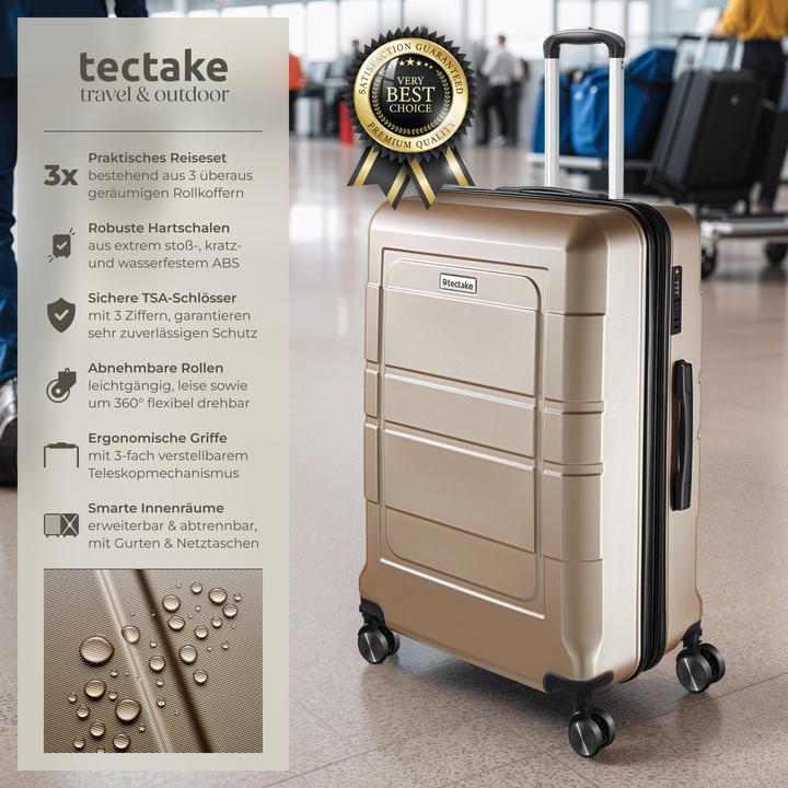 Immagine prodotto tectake Set di valigie rigide Brice 3 pz., lucchetto TSA (111 l, M (50 - 90l), L (90 - 115l), XL (da 115l))
