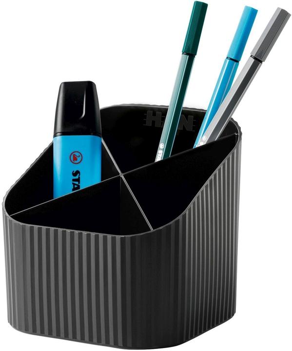 Actual product image Han Pencil holder Re-X-LOOP, black 4 compartments, 100% recycled eco-plastic