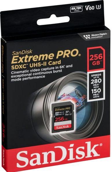 Image du produit SanDisk Extreme PRO UHS-II V60 (256 Go, SDXC, U3, UHS-II)