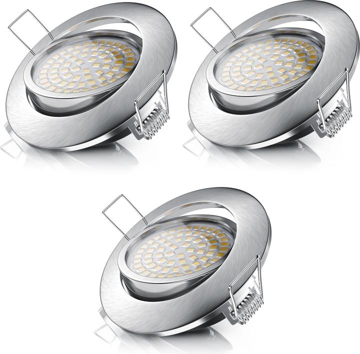 Actual product image Brandson 3x LED recessed spotlight, dimmable & swivelling ceiling spotlight, aluminium frame, ceiling (320 lm)