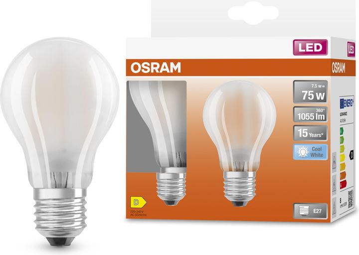 Actual product image Osram Star Classic A75 (E27, 7.50 W, 1055 lm, 2 x, D)