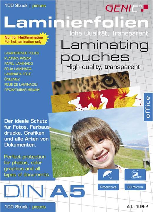 Produktbild Genie Laminiertaschen 5 - Folien (A5, 100 Stück, 80 µm)