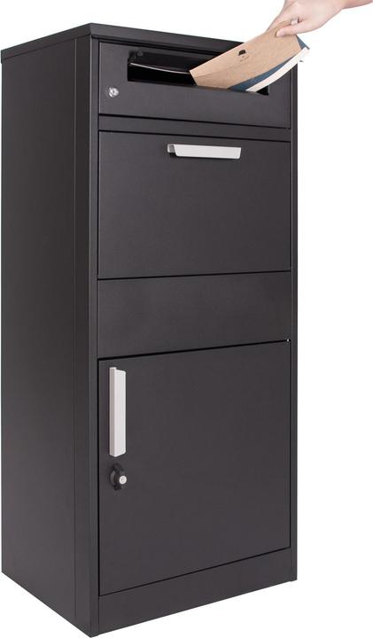 Wiltec XPOtool Paketkasten Standbriefkasten Schwarz 112x50x37cm Paketbox Zuhause Stahl