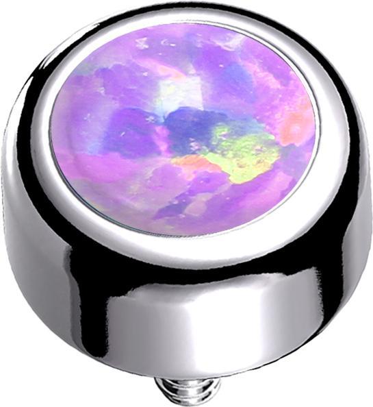 Actual product image Star Piercing Dermal anchor cylinder silver with purple opal (without brass, Titanium G23)