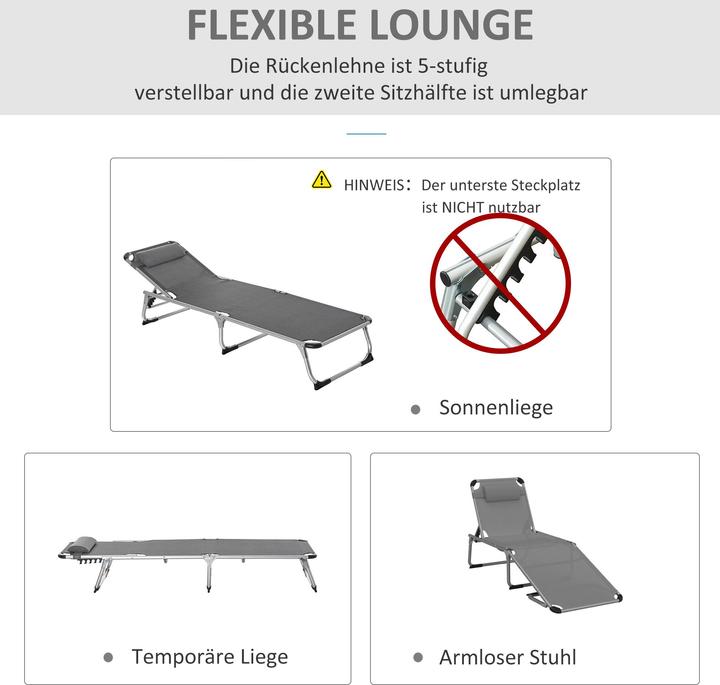 Actual product image Outsunny Garden lounger 5-stage adjustable (80 cm)