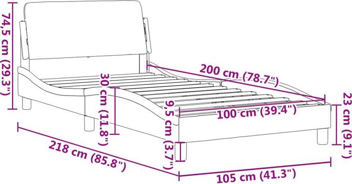 Immagine prodotto VidaXL Struttura letto con testiera in velluto (100 x 200 cm)