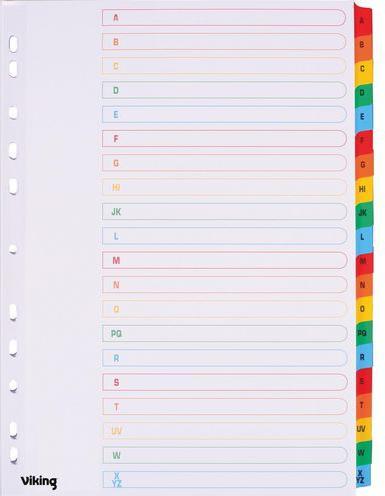Actual product image Office Depot Register A4 20 pieces Multicoloured A-Z Pressed cardboard