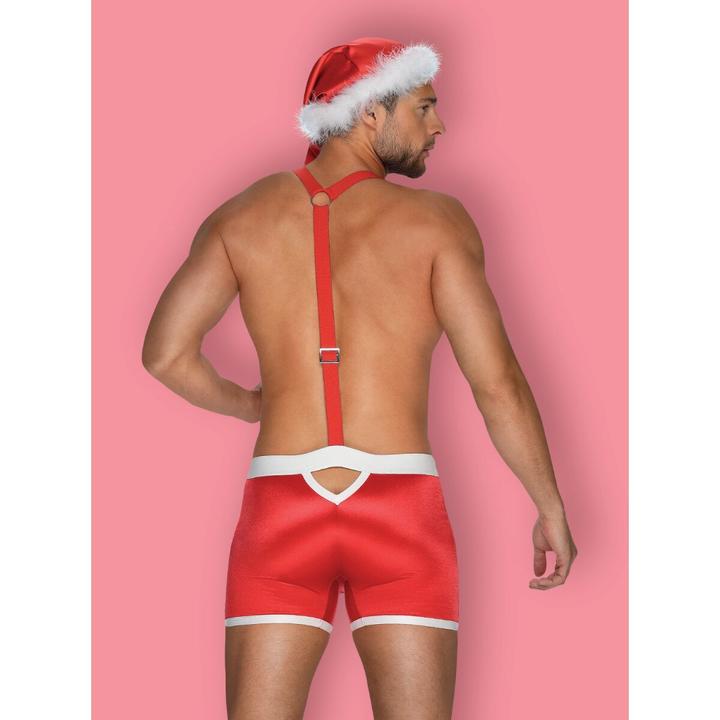 Actual product image Obsessive Mister Claus boxer shorts with braces and cap (L, XL)