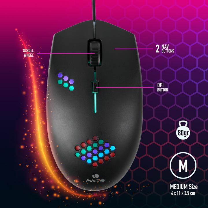 Image du produit NGS pour les jeux GMX-120 800/1200 dpi Noir (Filaire)