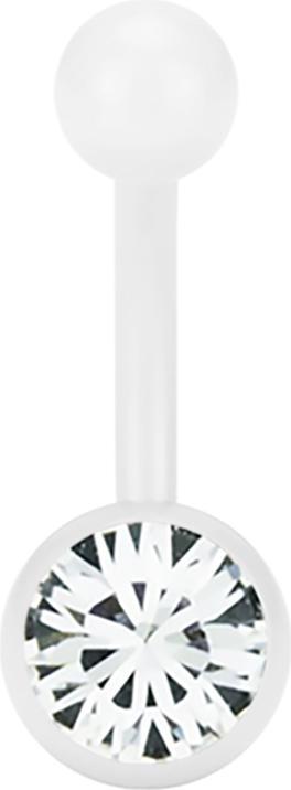 Image du produit Star Piercing Banane Pure White mit Swarovski Kristallkugel silber (sans laiton, Acier chirurgical 316L)