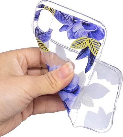Actual product image Ueli Express iPhone XS / X Super Slim Rubber Case Blue Flowers (Apple iPhone XS, Apple iPhone X)