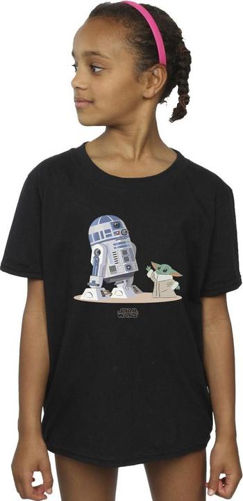 Actual product image Star Wars Girls The Mandalorian R2D2 And Grogu Cotton T-Shirt (116)