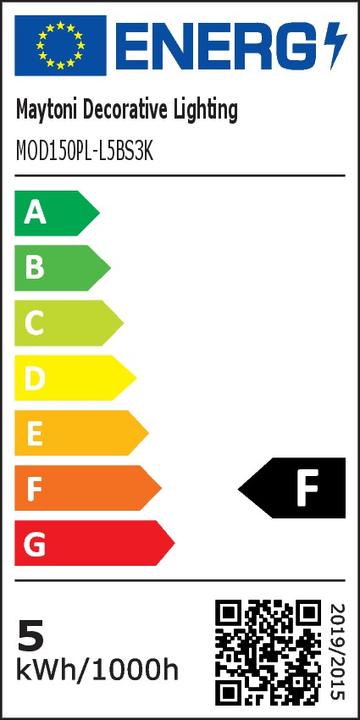 Energy Label Maytoni Enigma LED Pendant Light, Pendant Lamp 5W Brass 90Ra Warm White (350 lm)