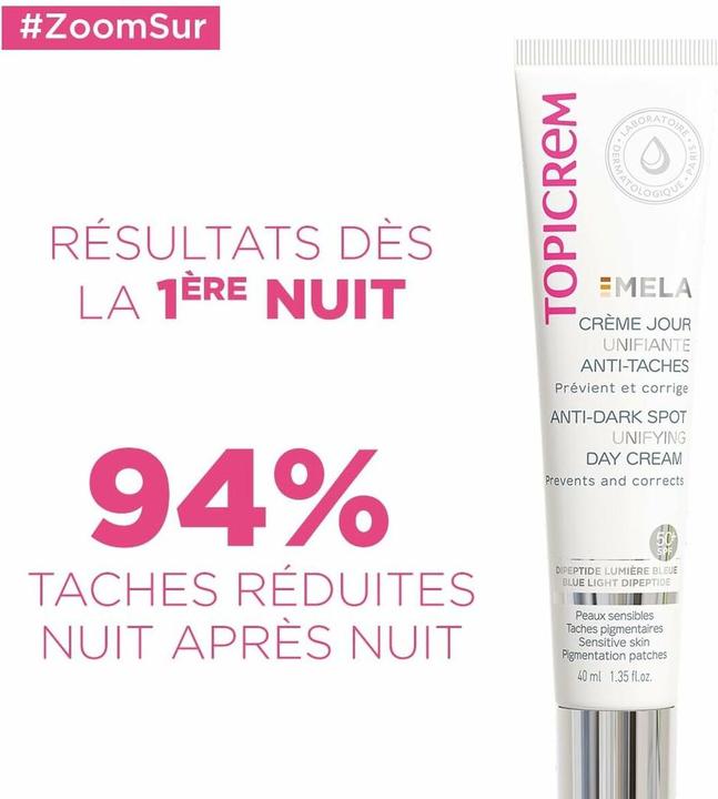 Topicrem Mela Anti-Dark Spot Unifying Day Cream ujednolicający krem przeciw plamom na dzień SPF50+ (40 ml, Tagescreme, SPF 50)