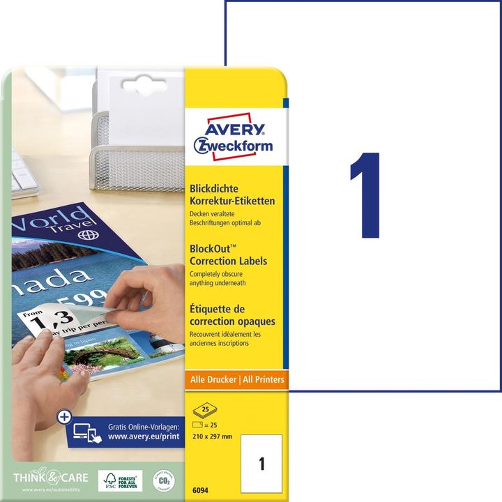 Actual product image Avery Correction labels