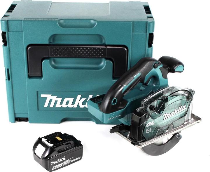 Image du produit Makita DCS 553 T1J Scie circulaire à métaux sans fil 18V 150 mm Brushless + 1x batterie 5,0Ah + Makpac -