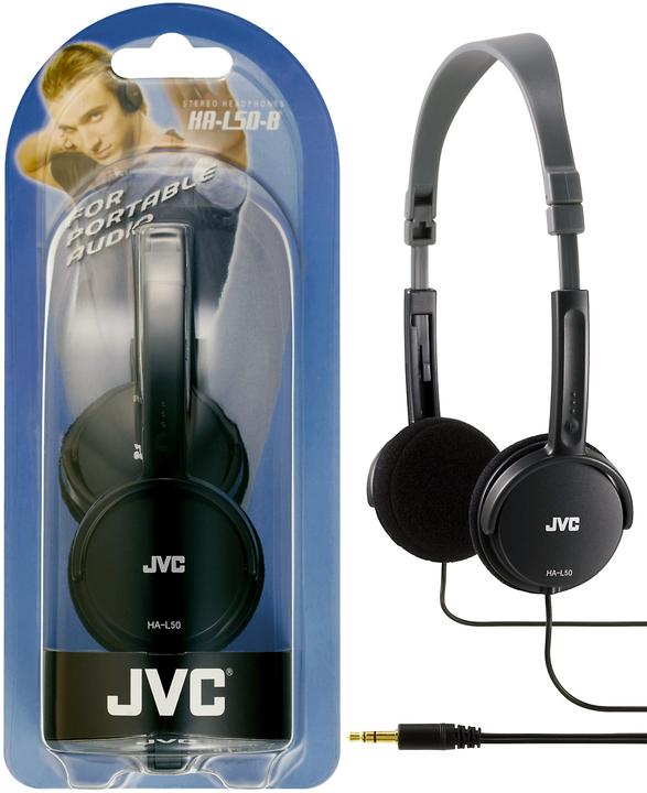 Actual product image JVC HA-L50 stereo headphones, black (No noise cancelling, Cable)
