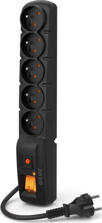 Image du produit Acar F5 Power Strip 5" lizdai, 1,5 m juodas tiesus kištukas (W0104) (5 x, PECO 7/5, 1.50 m)