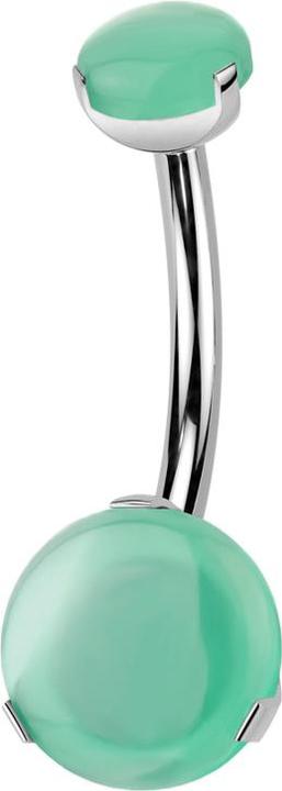 Produktbild Star Piercing Banane Innengewinde silber zwei grünen Onyx Steine gefasst (Titan G23, ohne Messing, Mineralisch)