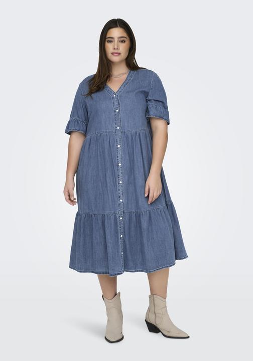 Actual product image Only Loose fit V-neck bell sleeves short dress denim dress (44)