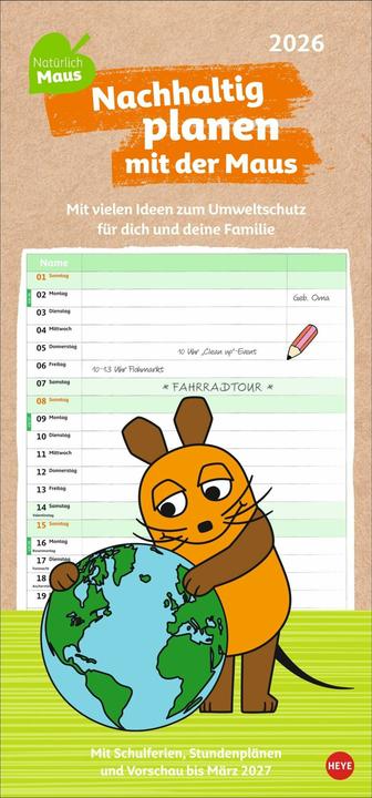 Immagine prodotto Nachhaltig Planen mit der Maus 2026 (21 x 45 cm, Copertina rigida, Tedesco)