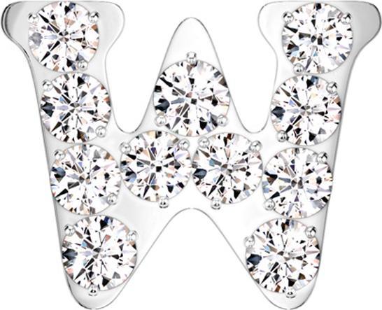 Produktbild Star Piercing Threadless silber mit Kristallen silber Buchstabe W (Titan G23, ohne Messing)