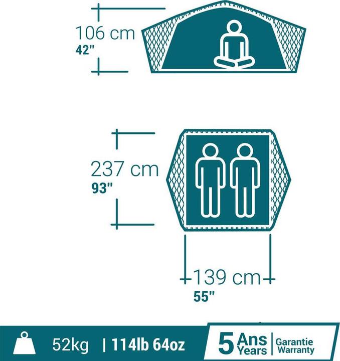 Image du produit Quechua ROOF TENT 500 F&B 2P (Tente de toit, 58.50 kg, 2 personnes)