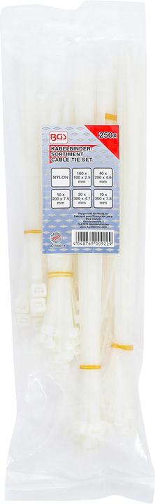 Actual product image BGS Cable Tie Set white Various Sizes 250 pcs. (Plastic cable ties, 250 mm, 250 pcs.)