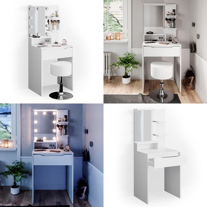 Actual product image Vicco Ruben with stool and lighting (60 x 18 x 143 cm)