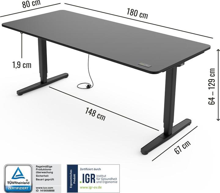 Immagine prodotto Yaasa Desk Pro (180 x 80 cm)
