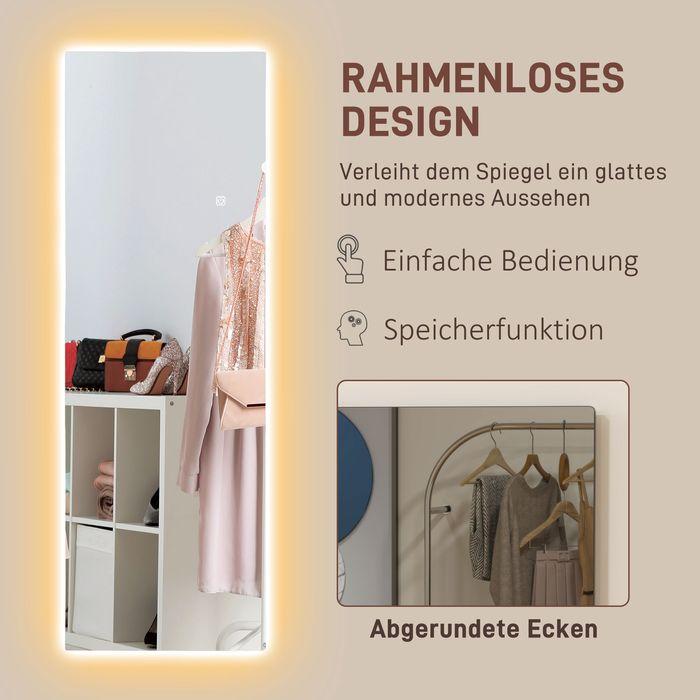 Image du produit Swisshandel24 Ganzkörperspiegel 40 x 120 cm Standspiegel mit LED Lichte, Wandspiegel