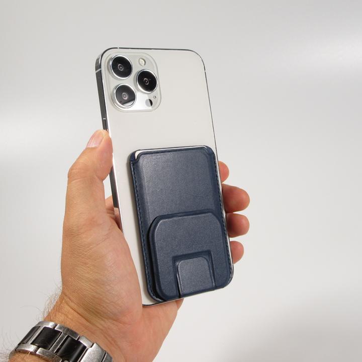 Image du produit PhoneLook MagSafe wallet porte-cartes magnétique avec fonction de support similicuir foncé (Apple iPhone 12)