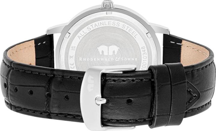 Actual product image Men quartz watch Moonlight genuine leather black - 26507 (Analogue wristwatch, 40 mm)