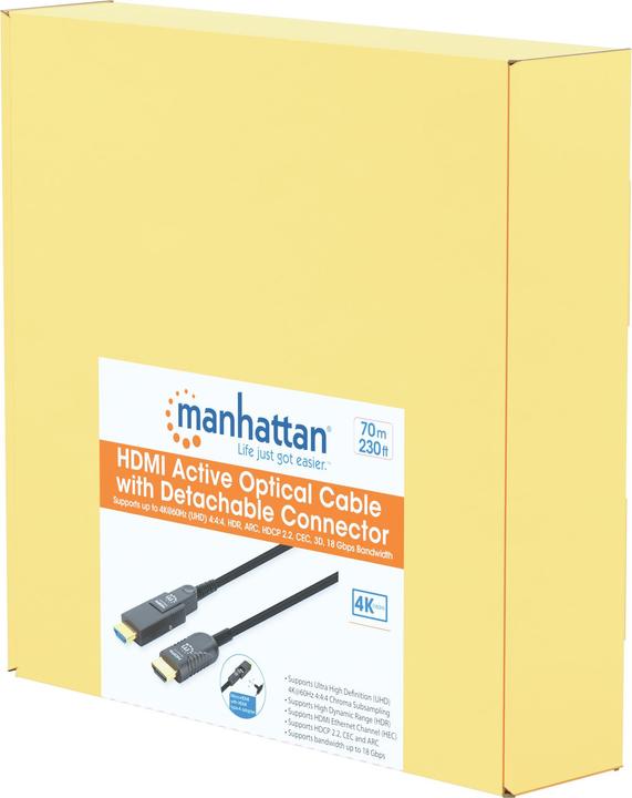 Immagine prodotto Manhattan Cavo attivo ad alta velocità in fibra ottica HDMI con connettore staccabile (70 m, HDMI)