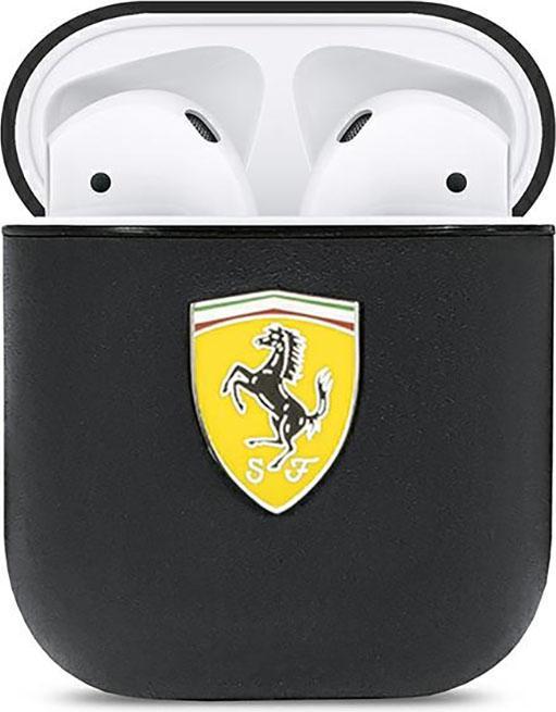 Actual product image Ferrari FESA2LEBK AirPods cover czarny/black On Track Leather (Headphone bag)