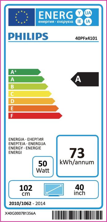 Energie-Label Philips 40pfk4101 (40", LCD, Full HD)