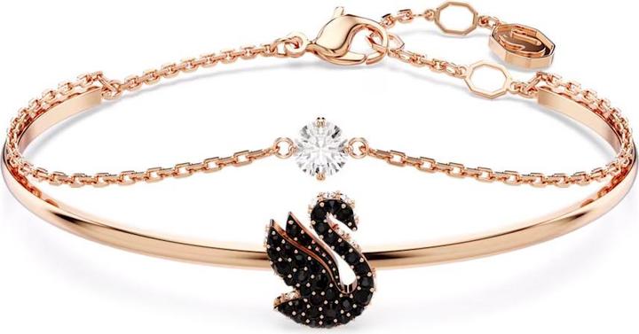 Swarovski Iconic Swan Armreif Schwan Schwarz Roségold (Swarovski Metall)