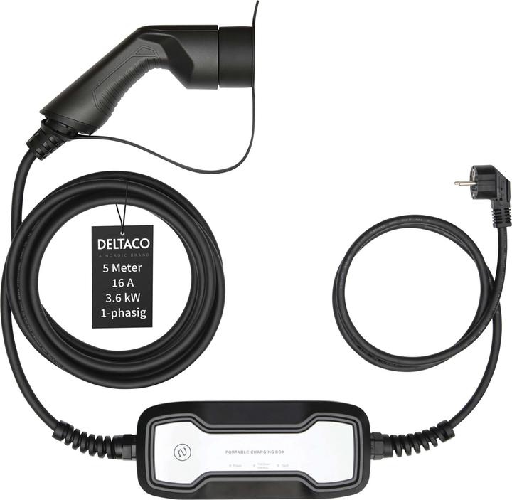 Deltaco EV charging cable (CEE 7/7, 3.60 kW, 16 A, 5 m)