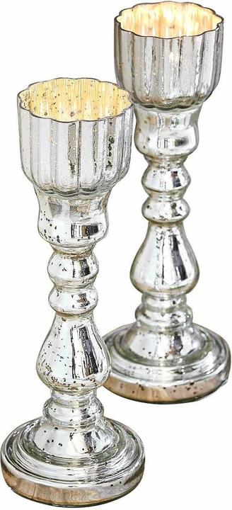Actual product image Loberon Kerzenständer 2er Set Velanor antiksilber (10 cm, H)