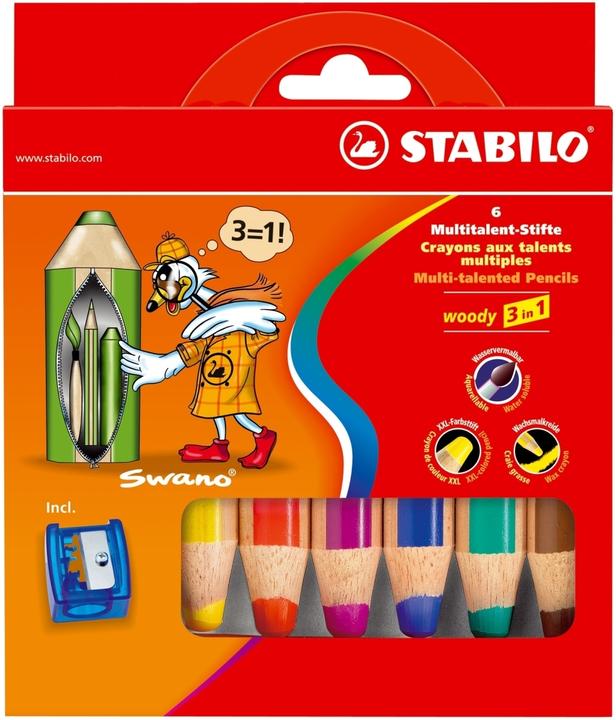 Produktbild STABILO woody 3 in 1 Buntstift mit Spitzer (Mehrfarbig, 6 x)