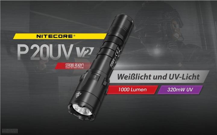 Image du produit Nitecore P20UV V2 - 1000 lumens + lumière UV (15.10 cm, 1000 lm)