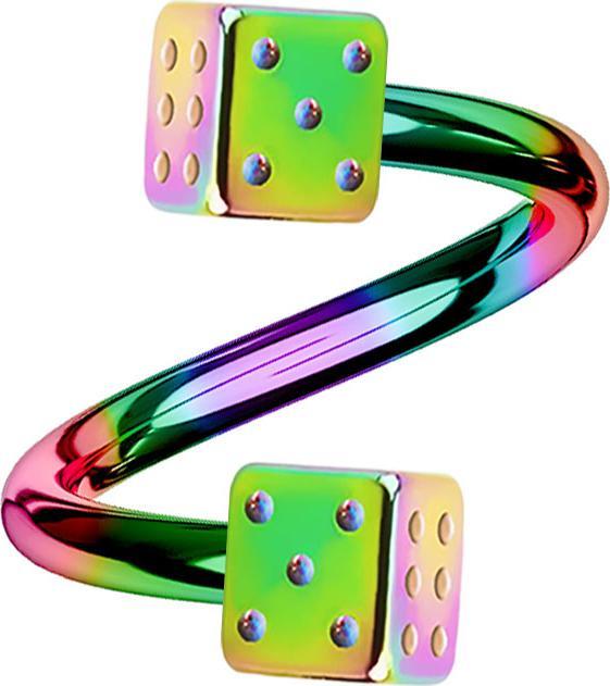 Actual product image Star Piercing Micro spiral coloured with two cubes (Surgical steel 316L, without brass)