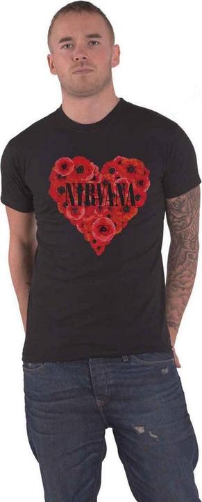 Nirvana Unisex Adult Poppy Heart Cotton T-Shirt