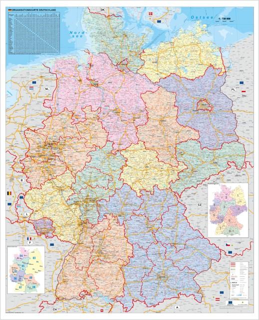 Immagine prodotto Orga map Germany 1 : 750 000. carta murale di grande formato senza barre metalliche (Tedesco, 1997)