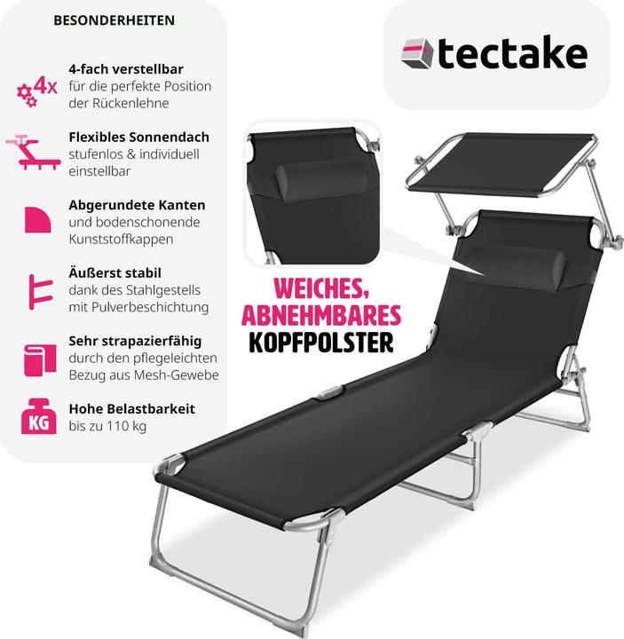 Produktbild tectake Gartenliege (190 cm)