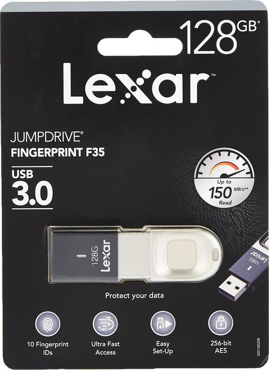 Image du produit Lexar JumpDrive Fingerprint F35 (128 Go)