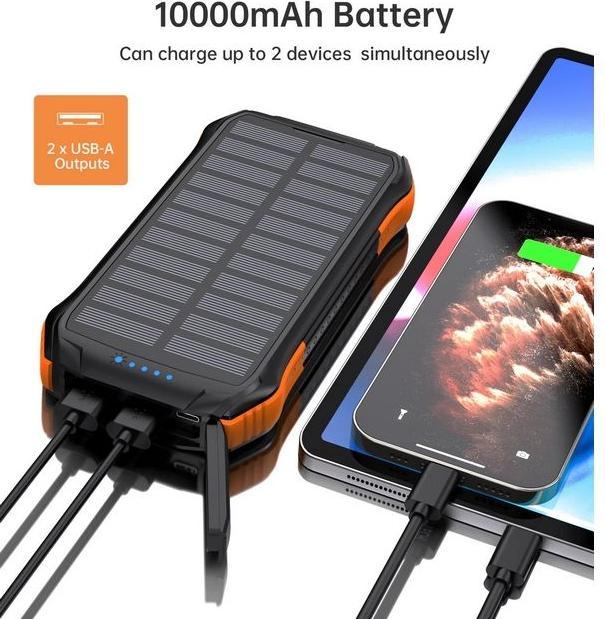 Immagine prodotto Choetech Batteria esterna con ricarica solare, 10000 mAh, 2xUSB (10000 mAh, 37 Wh)