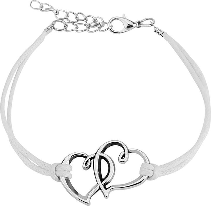 Produktbild Star Piercing Kunstlederarmband weiss zwei Herzen (Kunstleder, ohne Messing)