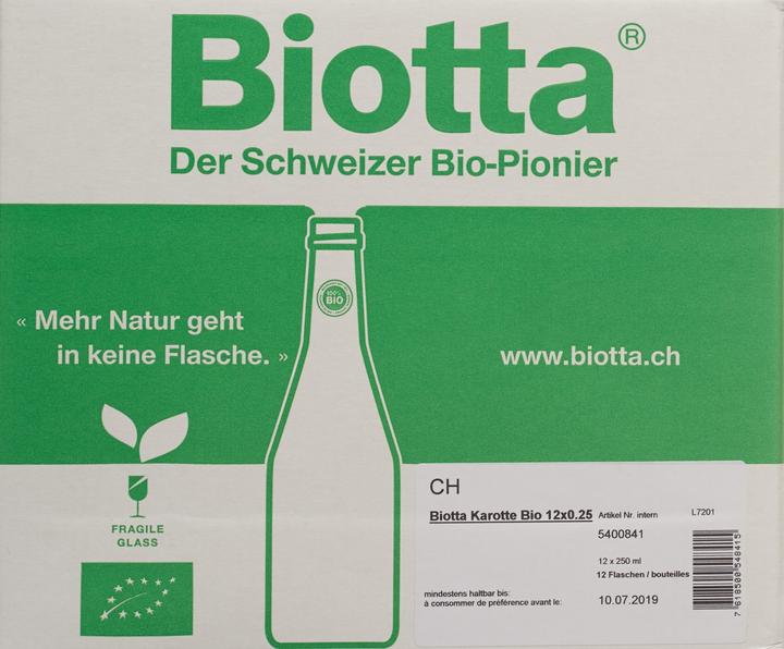 Actual product image Biotta Carrot juice organic (12 x 25 cl)